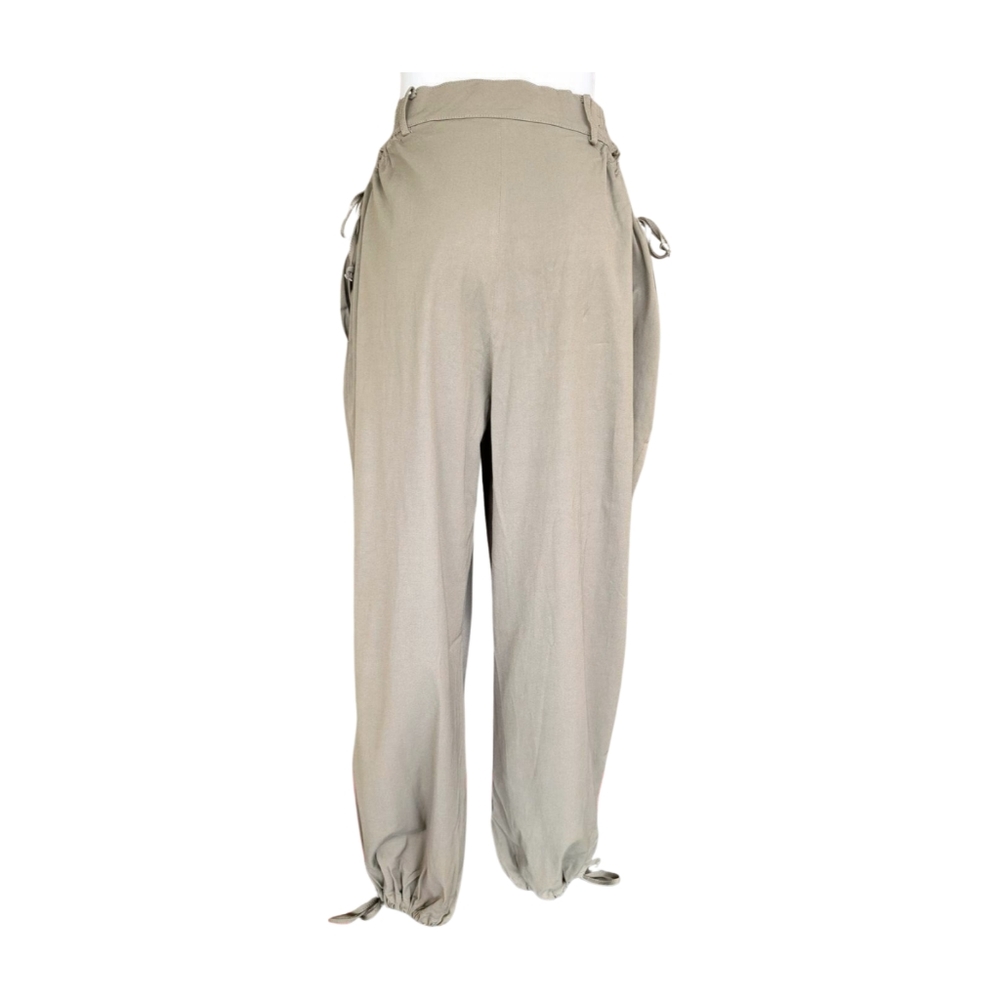 NWT Dion‎ Lee Cotton Viscose Gathered Tie Pant Slate Green Size 8 - Picture 9 of 14